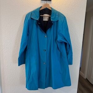 Vintage London Fog Teal Blue Trench Coat Size 10 Timeless Classic Raincoat Style